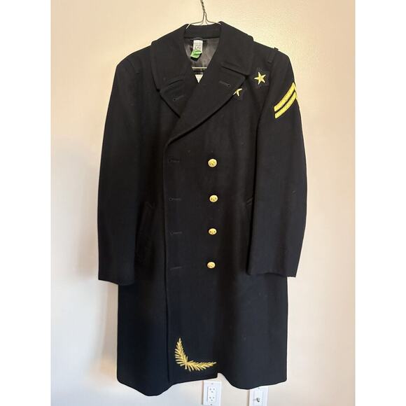 STERLINGWEAR OF BOSTON M22 CLASSIC DOUBLE BREASTED 10 BUTTON BLK PEACOAT SZ 44S - Picture 1 of 14